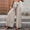 Women's New Summer Trousers Lace-up Printed Ethnic Style Wide Leg Trousers