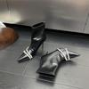 Spice Girls Pointed Rhinestone Sexy Boots Temperament and Ankle Boots 2024 Autumn French Rear Zipper Fashion Boots Stiletto