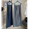 Elastic Waist Plaid Straight Casual Trousers Women's Autumn New Loose and Versatile Thin Wide-leg Trousers