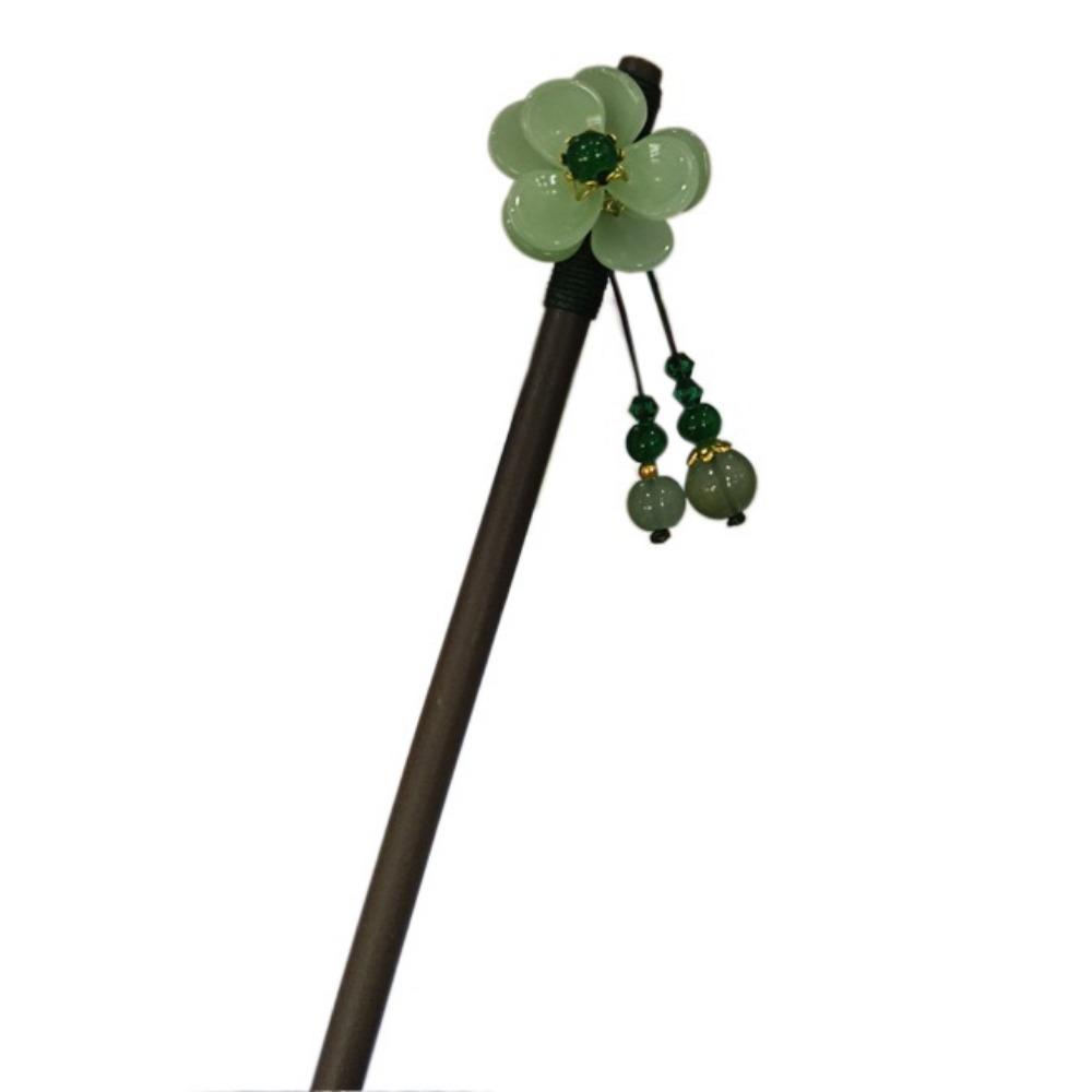Handmade Flower Hair Sticks Chinese Style Party Hair Bun Decorative Wooden Hairpin for Women Girls