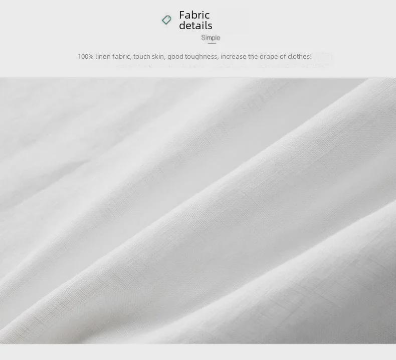 Мужская повседневная белая льняная рубашка - дышащая, свободного кроя, рукав три четверти