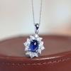 Sterling Blue CZ Pendant Necklace Noble Trendy Brilliant Accessories for Women Gorgeous Wedding Engagement Jewelry