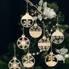 8/10Pcs Wooden Christmas Ornaments Snowflake Xmas Tree Hanging Balls Pendant with Rope DIY Unfinished Wood Craft Home Decoration