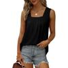 2024 Women's Sleeveless Square Collar Vest T-Shirt, Solid Color Swallowtail Suspenders Top