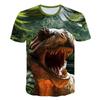 Summer Round Neck Dinosaur Pattern 3D Print Top Fashionable Casual Short Sleeved Men's T-shirts