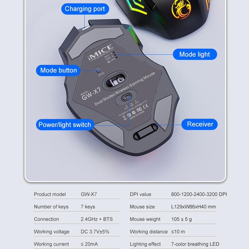 Rechargeable Wireless Mouse Bluetooth Gamer Gaming Mouse Computer Ergonomic Mause With Backlight Rgb Silent Mice For Laptop Pc