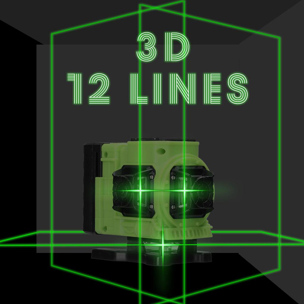 Multifunctional 12 Lines Green Light Laser Level 3 Degrees  Self-leveling Machine Rechargeable Lithium