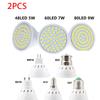 2Pcs GU10 LED E27 Lamp E14 Spotlight Bulb 48 60 80leds Lampara 220V GU 10 Bombillas Led MR16 Gu5.3 Spot Light Home Furnishinglighting