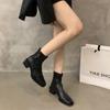 Thick Heel Square Head Thin Boots Martin Boots Women's Shoes 2025 New Autumn Single Boots Korean Version High Heel Niche Short Boots Women