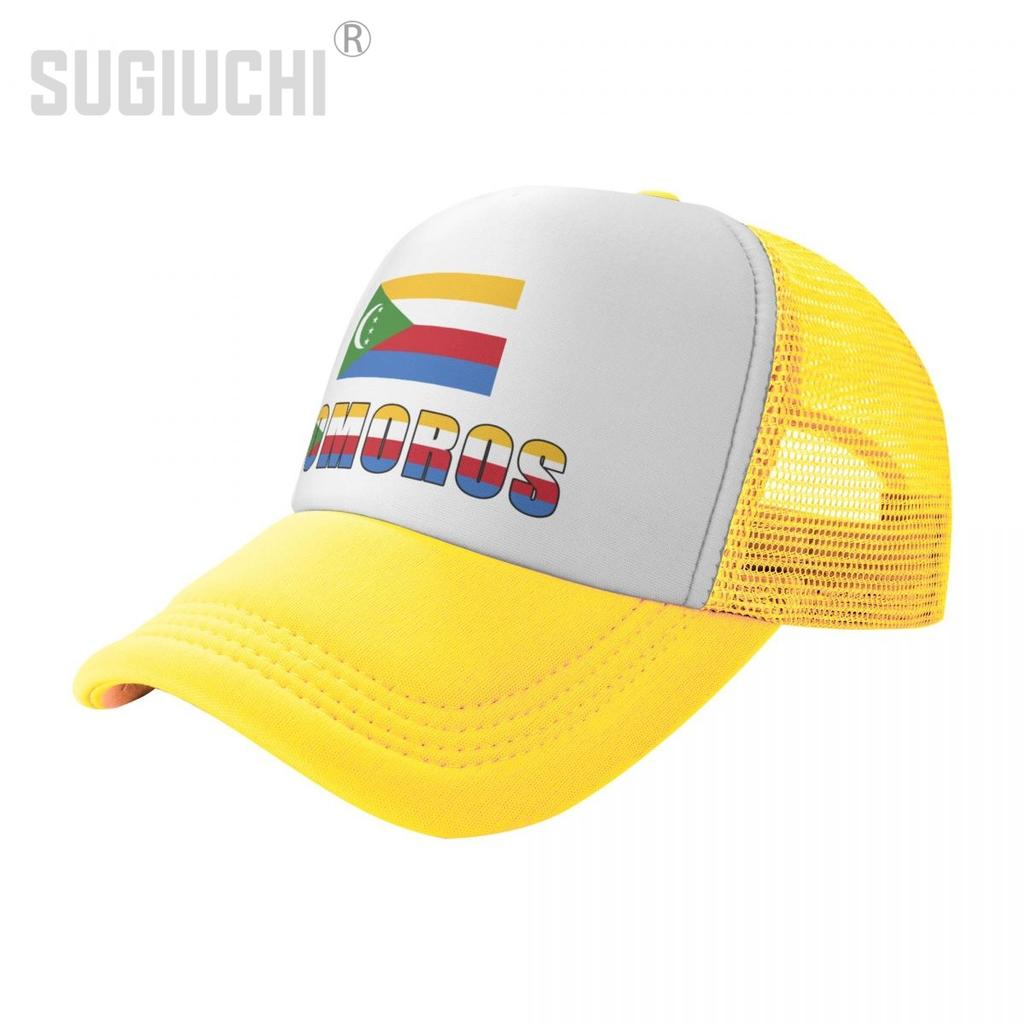 Mesh Cap Hat Comoros Letter Flag Emblem Trucker for Unisex WoUnisex Born All the People Retro Baseball Caps Cool