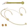 Beige Double Earhook Headset Mic with 4 Pin XLR Connector Options Available