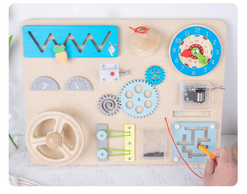 Montessori Baby Busy Box: Wooden Fine Motor Skill Toys for 1-3 Years