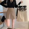 New Spring and Summer High-waist Anti-exposure Skirt, Small Slim and Versatile PU Leather Short Skirt, Black A-line Hip-pack Skirt