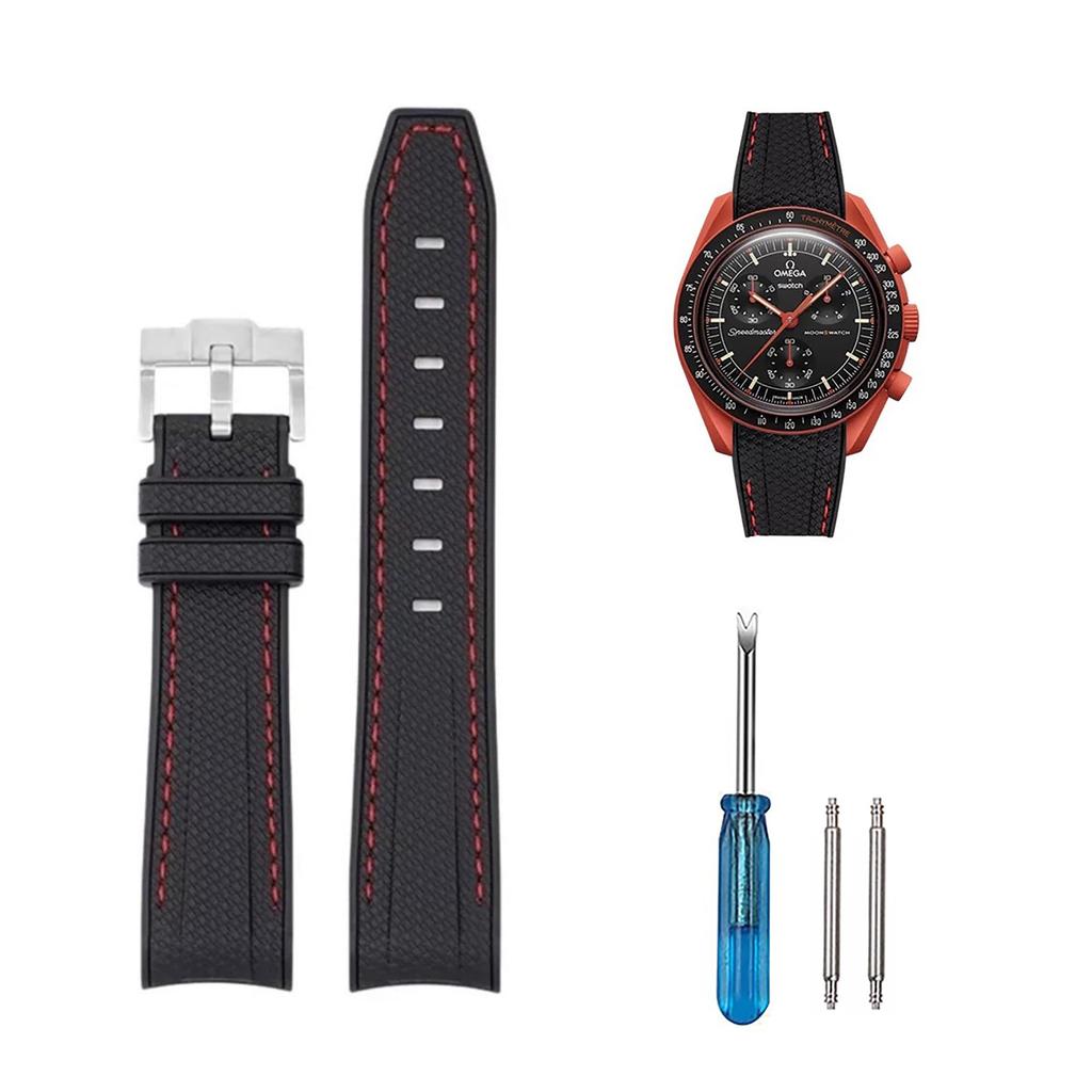 20mm Watch Band for and Rubber Watch Band with Silicone Waterproof and Includes Adjustment Tool and Spring Omega, Swatch, MoonSwatch, Omega,
