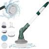 Cordless Electric Cleaning Brush with 4 Replaceable Heads Auto Spin Long Handle Multifunctional Home Bathroom Floor Tile Window Cleaner Scrubber Tool