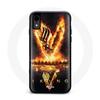 Case for Iphone XS Vikings Series Season 6 Logo V Sword of Fire Black Background