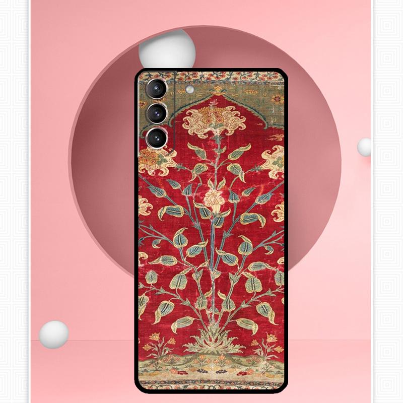Persian Carpet Floral Pattern Cover For Samsung Galaxy S23 S24 Ultra S8 S9 S10 S22 Plus Note 10 20 Ultra S20 S21 FE Case