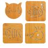 WANDEHO Stylish Cork Trivets, Heat-Resistant, Set of 4, Wooden Coasters, Solid Wood Cup Cushions, Decorative Cutlery Pads, Anti-Slip Cup Mats