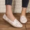 Fashion 2025 New Women Flat Loafers Shoes Soft Leather Round Toe Flat Shoes Woman Summer Lady Hollow Out Women Shoes Zapatos De Mujer