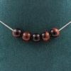 Stones and Minerals. Necklace 5 Red Tiger Eye Beads 8 Mm. Stainless Steel Chain Necklace Women Men. Custom Size