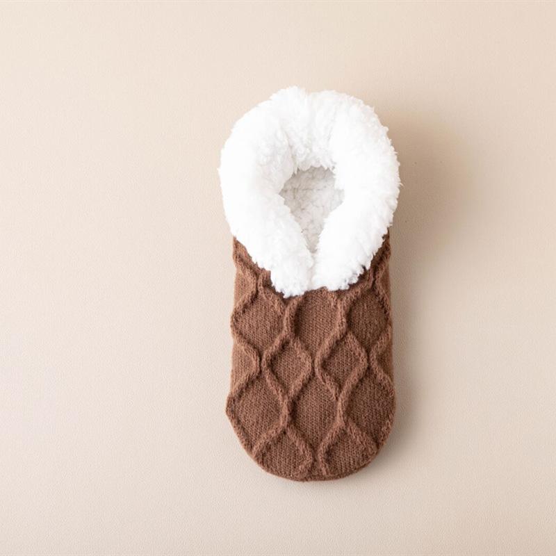 1Pair Thickened Warm Non Slip Floor Socks Velvet Shoes Home Use Women's Winter