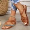 2024 New Summer Sandals Women Flats Thong Narrow Rome Style Band Flip Flops Slip On Female Beach Shoes Ladies Fashion Sandalias