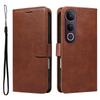 For Vivo V50 Lite 5G Leather Wallet Case with Strap Solid Color Phone Stand Cover