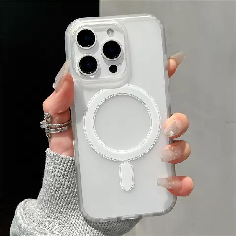 Magnetic Matte Hard PC Translucent Case For iPhone 13 14 15 16 Pro Max For Magsafe Wireless Charge Shockproof Bumper Hard Cover