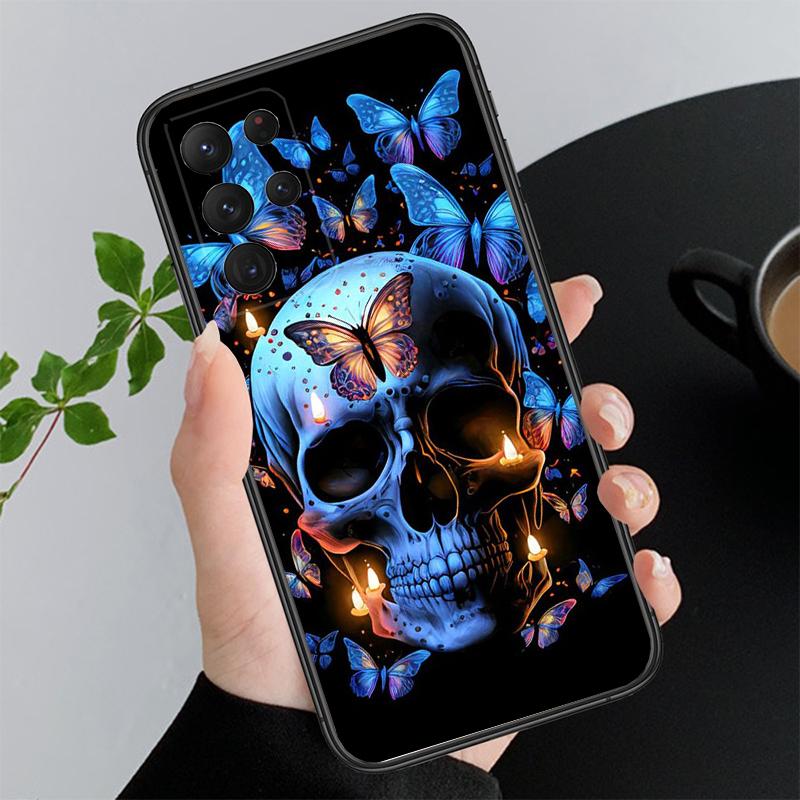 Skull Flower Art Phone Case For Samsung A35 A55 A54 A15 A25 A05s A05 A22 A24 A52 A33 A34 M34 M14 M54 M23