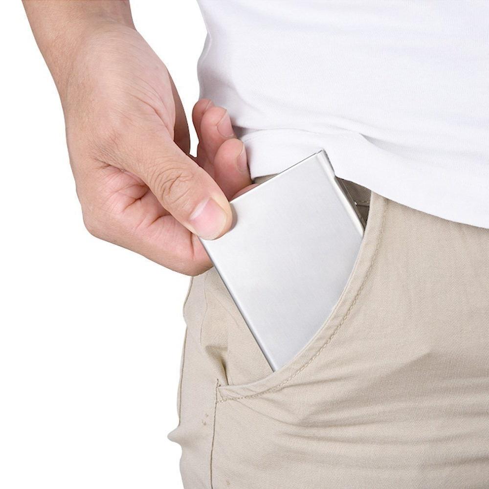 Anti-scan Stainless Steel Case Slim RFID Blocking Wallet ID Credit Card Holder Men