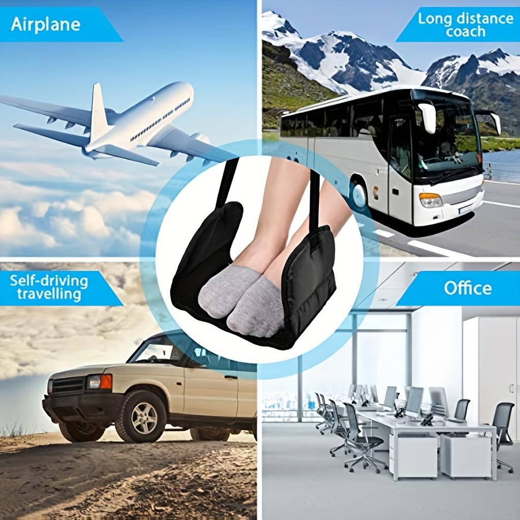 Airplane Foot Pedal Ergonomically Designed with Felt Pad - Portable Travel Hammock for Relieving Fatigue and Office Sling