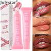 Julystar 8 Colors Long-lasting Moisturizing Color Plumping Lip Glaze Watery Transparent Mirror Hose Lip Oil