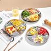 Unbreakable Portion Control Plate Reusable 304 Stainless Steel Divided Dinner Plates Multi-purpose Round 3 Compartment Food Tray