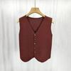French Temperament V-Neck Single Breasted Sleeveless Casual Knitted Vest For Women