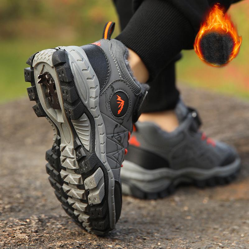 30-40 Children's Winter Large Fashion Outdoor Velcro with Velvet Warm Sports Shoes Cotton Shoes Snow Boots