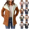 Women's Casual Solid Color Loose Plush Large Lapel Jacket With Pockets