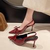 Beautiful Bow High Heels Women's Summer New Pointed Thin Heel Shallow Mouth Bag Head Sandals