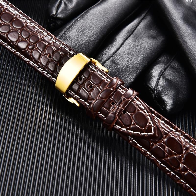 Crocodile Pattern Luxury Design Leather Watchbands with Automatic Buckle Men Watch Band 18mm 20mm 22mm 24mm Watch Straps