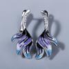Creative Style Long Beautiful Flower Shape Earrings Violet Epoxy Handmade Enamel Ladies Earrings Ladies Jewelry