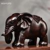 Ebony Wood Carving Elephant Ornaments Living Room Solid Wood Sculpture Decors Office Lucky Decoration Crafts Home Accessories