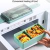 Lunch Box Compartment Design Easy Carrying Double Layer Microwave Safe Japanese Style Students Bento Box with Fork Spoon Daily Use