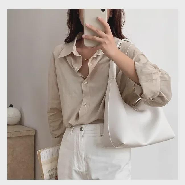 Korean-Style Soft Leather Milk Tea Dumpling Bag: Retro Shoulder & Versatile Handheld Design