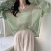Long Sleeves Hollow Out Sweater Irregular Thin Design Women's Sun Protection Knitted Top V Neck Long Sleeves Loose and Lazy