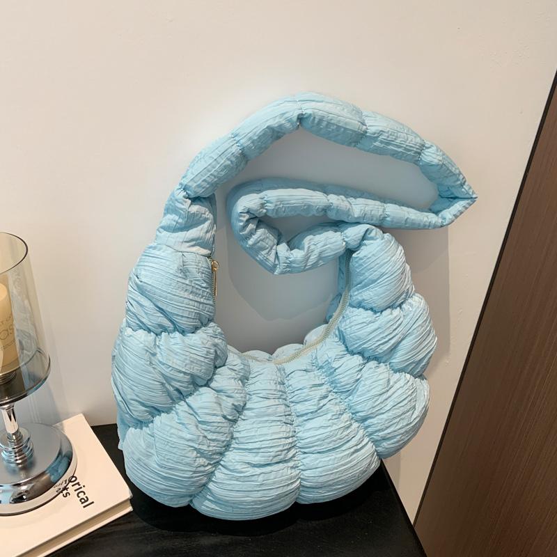 2024 Summer Pleated Cloud Bag Female Candy Color Large Capacity Shoulder Bag Women's Handbags Shopping Girls Pouch Tote Bags