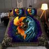 Dragon and Phoenix Duvet Cover Set Queen King Size Fantasy World Monster Bedding Sets Mens Boys and Teenagers Comforter Covers