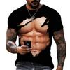 Summer Fashion Personality Chest Muscle Abs Graphic T Shirts Men Casual Hip Hop Harajuku 3D Funny Printed Short Sleeve Tees Top