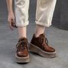 Genuine Leather Lace-up Women's Shoes Retro Thick Soled Versatile Comfortable Flat Platform Shoes