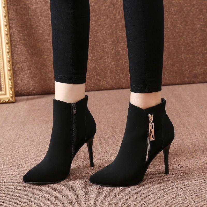 Fashion Fashion Women Boots Autumn Ankle Boots for Women Thin Heel Zipper Casual Female Shoes Leather Boots Botas Women Shoes