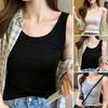 Summer Vest Round Neck Sleeveless Slim-Fit Solid Color Tank Tops Soft Elastic Sport Camisole Daily Wear