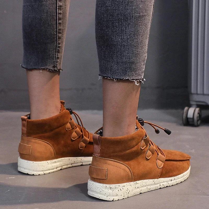 Fashion 2024 Autumn Winter Women Ankle Boots Casual Round Toes Lace Up Patchwork Leather Ladies Flat Heels Short Boots Plus Size 35-43